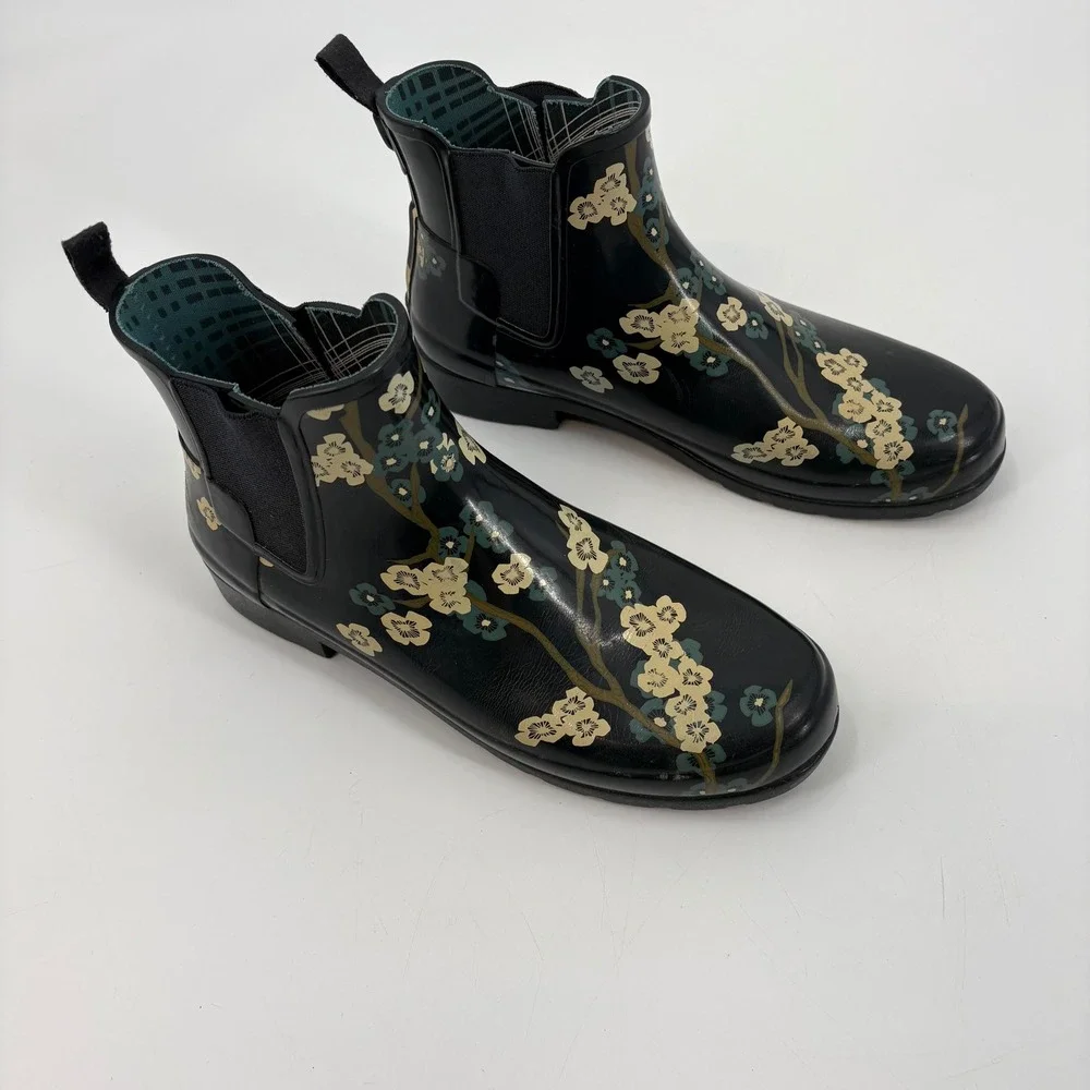 Hunter‎ Ankle Rain Boots Refined Blossom Print Size 11